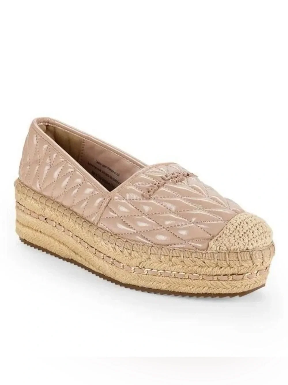 Karl Lagerfeld Paris Desta Logo‎ Quilted Nude Platform Espadrille Slip-On 6.5
